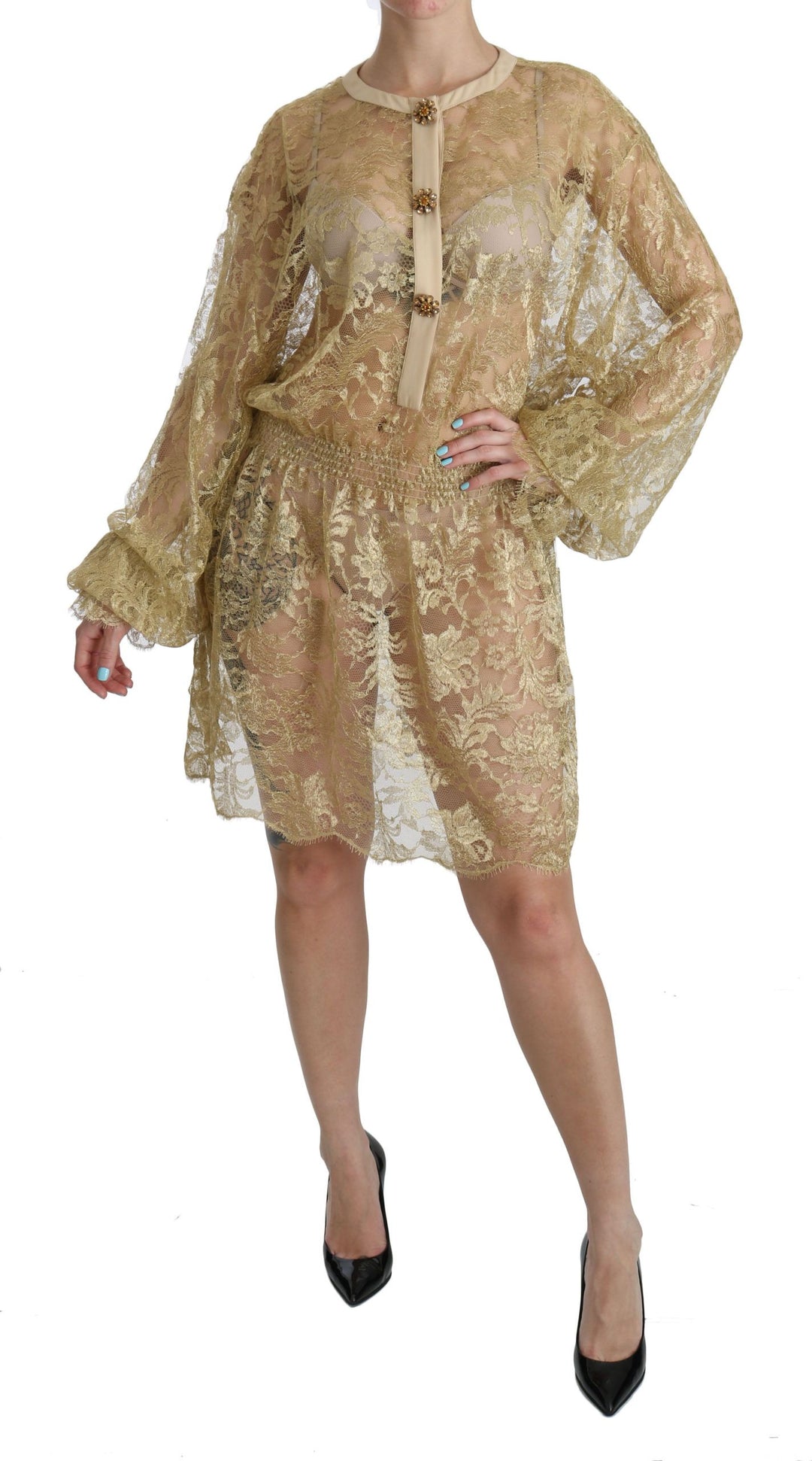 Dolce Gabbana Dress | Gold Lace A Line Knee Length Ask Me Wear Dolce Gabbana Dress | Gold Lace A Line Knee Length Ask Me Wear