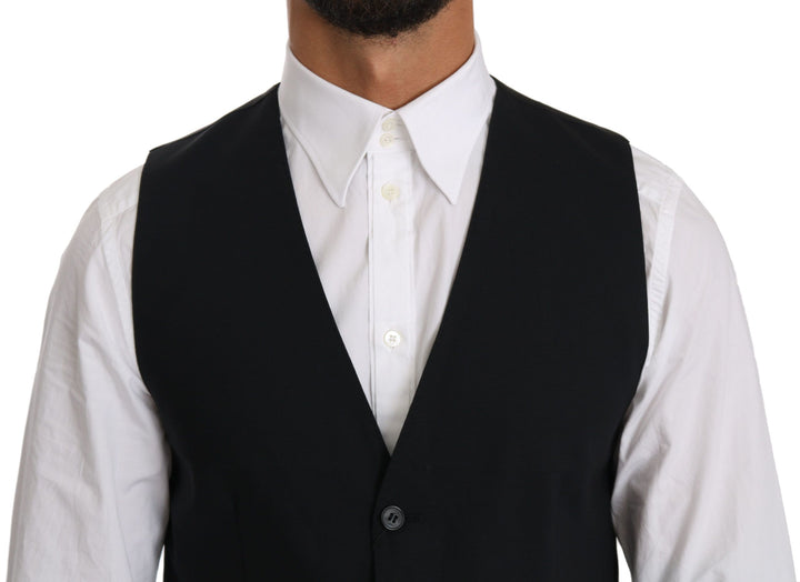 Dolce &amp; Gabbana Sample Sale Dolce &amp; Gabbana Blue Wool Waistcoat Formal Gilet Vest - | Designer outlet