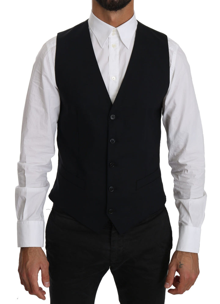 Dolce &amp; Gabbana Sample Sale Dolce &amp; Gabbana Blue Wool Waistcoat Formal Gilet Vest - | Designer outlet