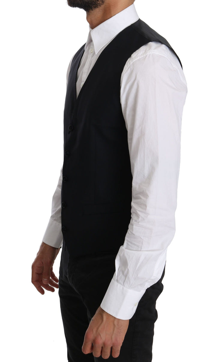 Dolce &amp; Gabbana Sample Sale Dolce &amp; Gabbana Blue Wool Waistcoat Formal Gilet Vest - | Designer outlet