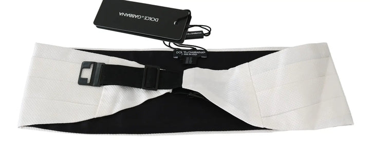 Dolce & Gabbana Sample Sale | Dolce & Gabbana White Men Waist Belt 100% Silk Cummerbund - | Designer outlet