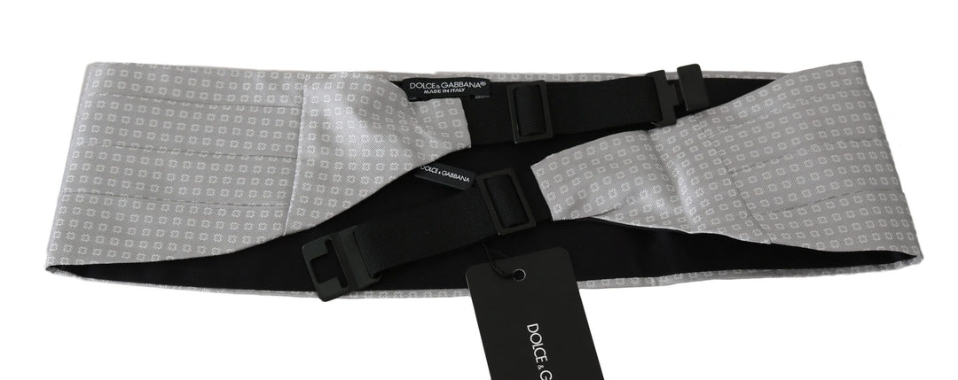 Dolce &amp; Gabbana Sample Sale Dolce &amp; Gabbana Gray Patterned Waist Belt Silk Cummerbund - | Designer outlet