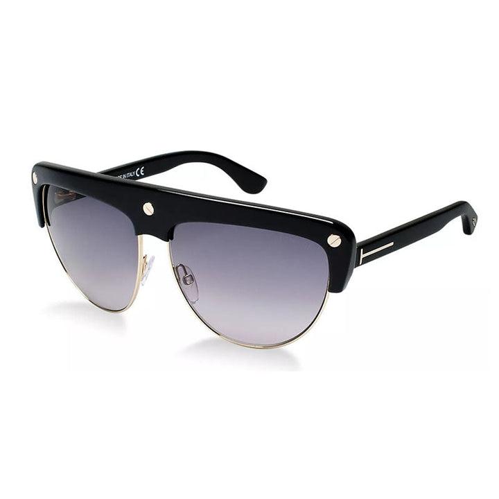 Tom Ford Geometric Full Rim, with a Shiny Black frame and Smoke Gradient lens.