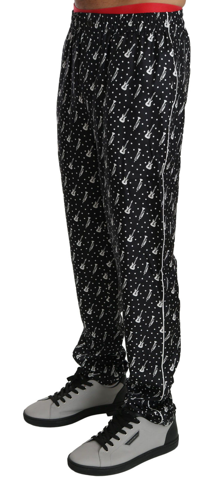 Dolce &amp; Gabbana Sample Sale Dolce &amp; Gabbana Silk Black Musical Instrument Trouser Pants - | Designer outlet