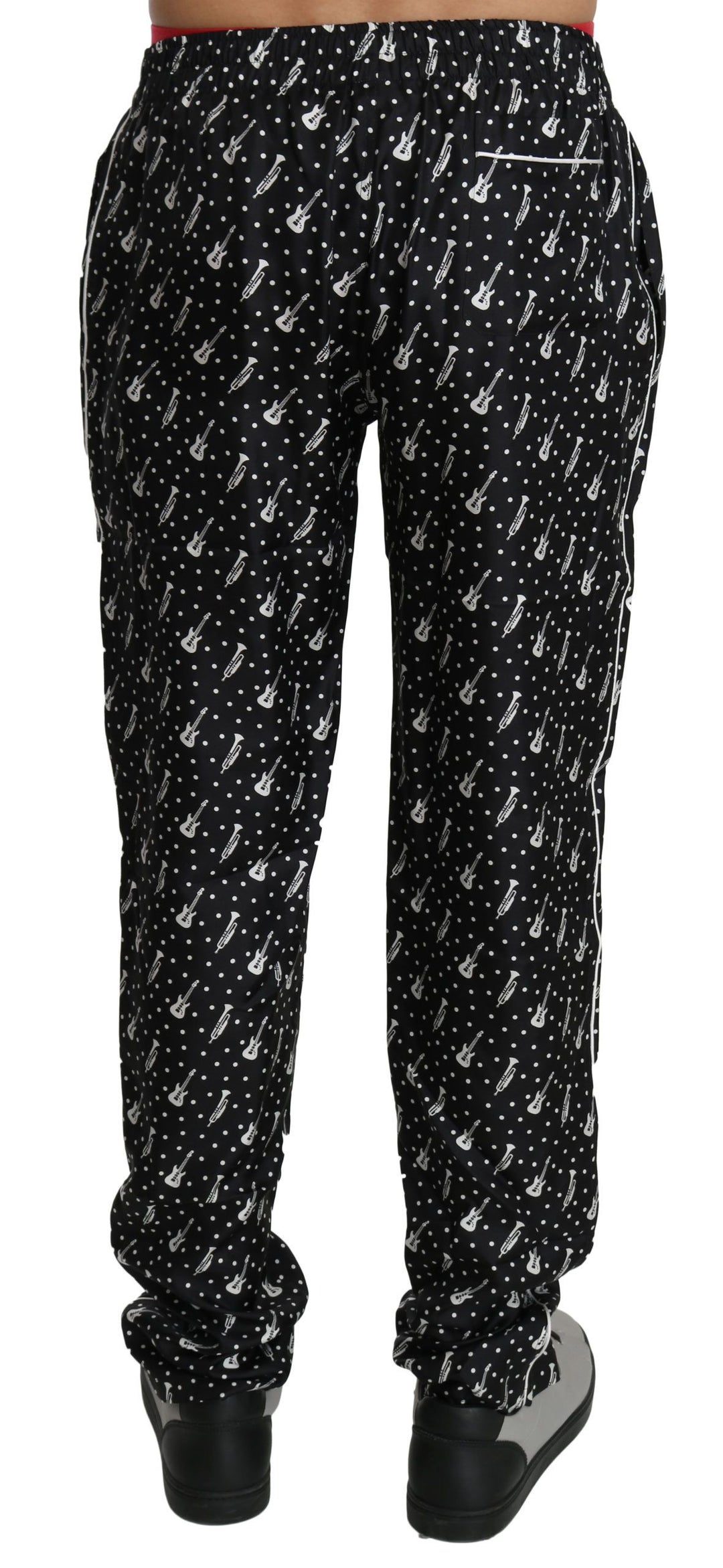 Dolce &amp; Gabbana Sample Sale Dolce &amp; Gabbana Silk Black Musical Instrument Trouser Pants - | Designer outlet
