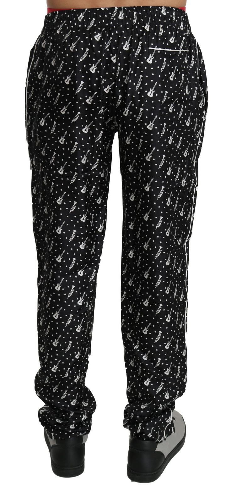 Dolce &amp; Gabbana Sample Sale Dolce &amp; Gabbana Silk Black Musical Instrument Trouser Pants - | Designer outlet