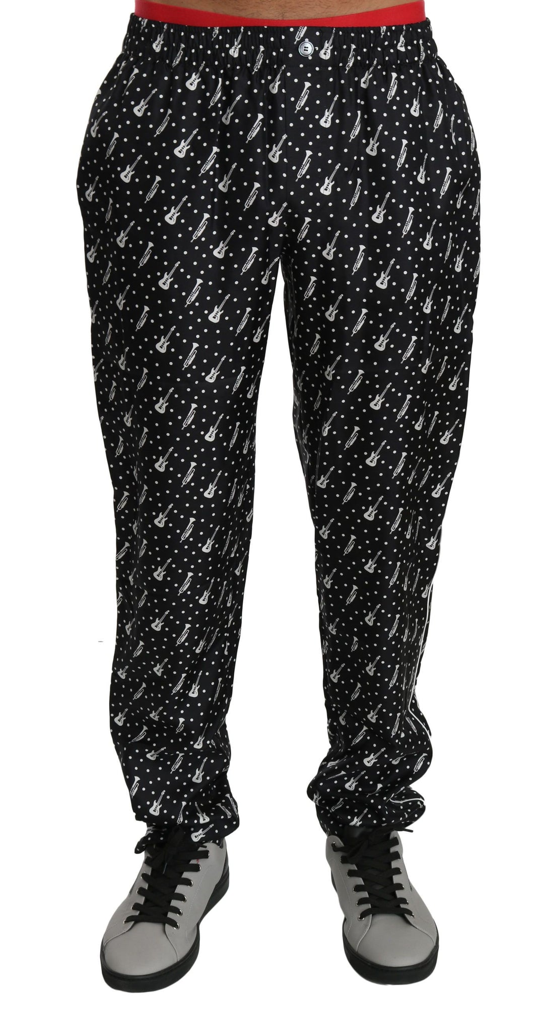 Dolce &amp; Gabbana Sample Sale Dolce &amp; Gabbana Silk Black Musical Instrument Trouser Pants - | Designer outlet