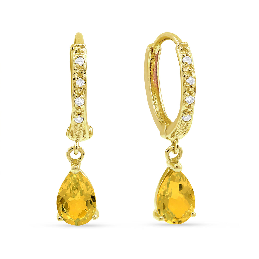 Earrings - 1.1ct Citrine Drop/Dangle Earrings in 14K White And Yellow Gold - E1469CTWY - Ask Me Wear