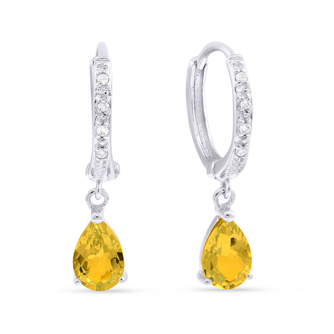 Earrings - 1.1ct Citrine Drop/Dangle Earrings in 14K White Gold - E1469CTW - Ask Me Wear