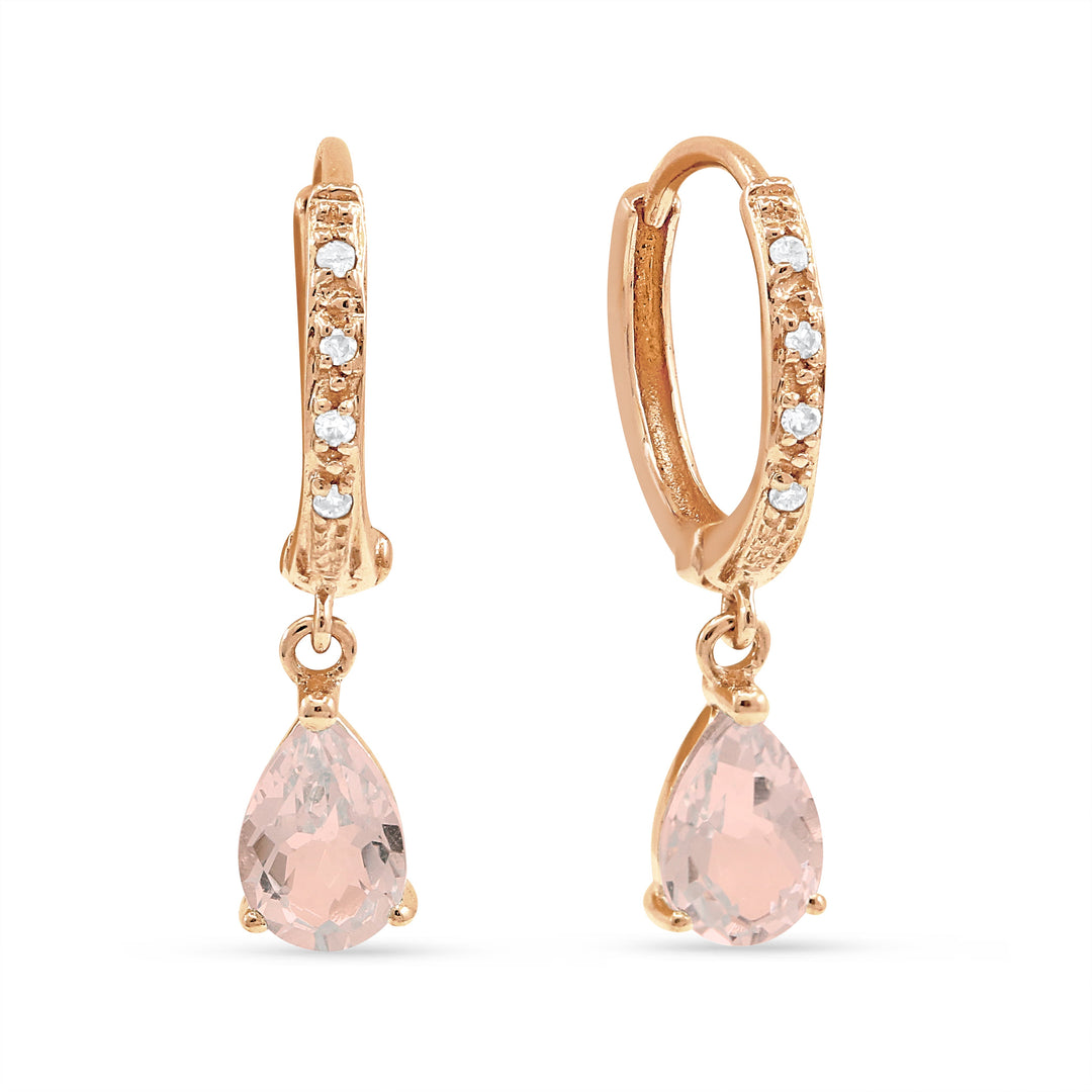 Earrings - 1.1ct Created Morganite Drop/Dangle Earrings in 14K White And Rose Gold - E1469CMGWP - Ask Me Wear