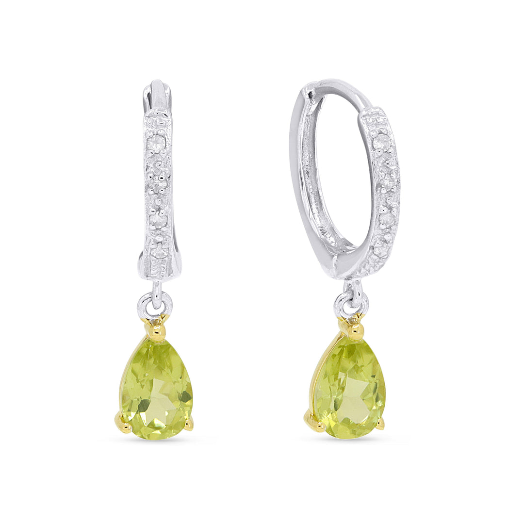 Earrings - 1.1ct Peridot Drop/Dangle Earrings in 14K White And Yellow Gold - E1469PRWY - Ask Me Wear