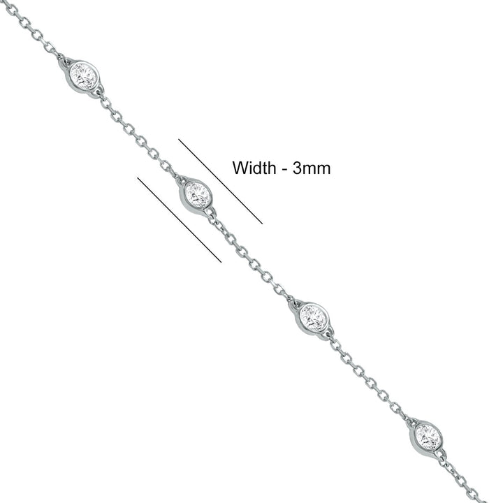 Jewelry - 1/2 Carat Tw Bezel Set Genuine Diamond Station Bracelet In 14K White Gold - BRF61286 - Ask Me Wear