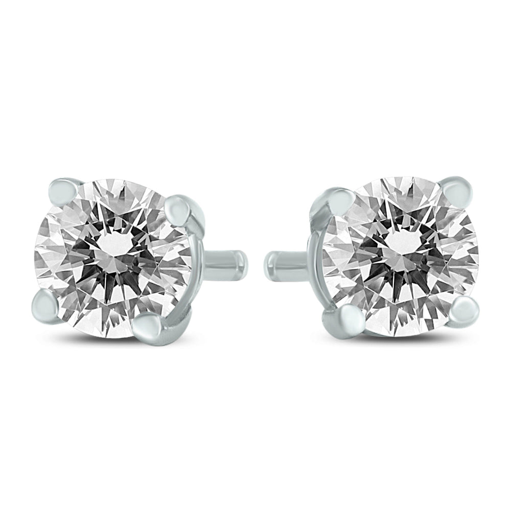 SSELECTS - Jewelry - 1/2 Carat Tw Round Diamond Solitaire Stud Earrings In 14K White Gold - ERF58171 - Ask Me Wear