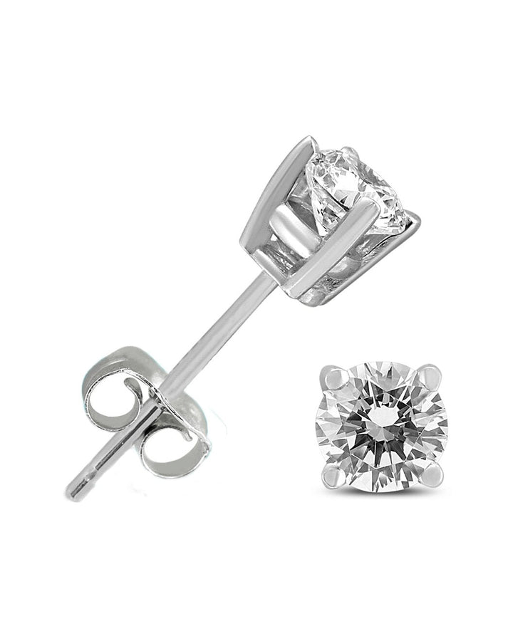 Jewelry - 1/2 Carat Tw Round Diamond Solitaire Stud Earrings In 14K White Gold - ERF58171 - Ask Me Wear