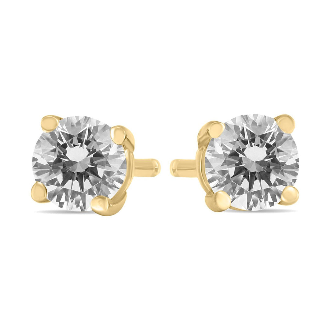 Jewelry - 1/2 Carat Tw Round Diamond Solitaire Stud Earrings In 14K Yellow Gold - ERF58220 - Ask Me Wear