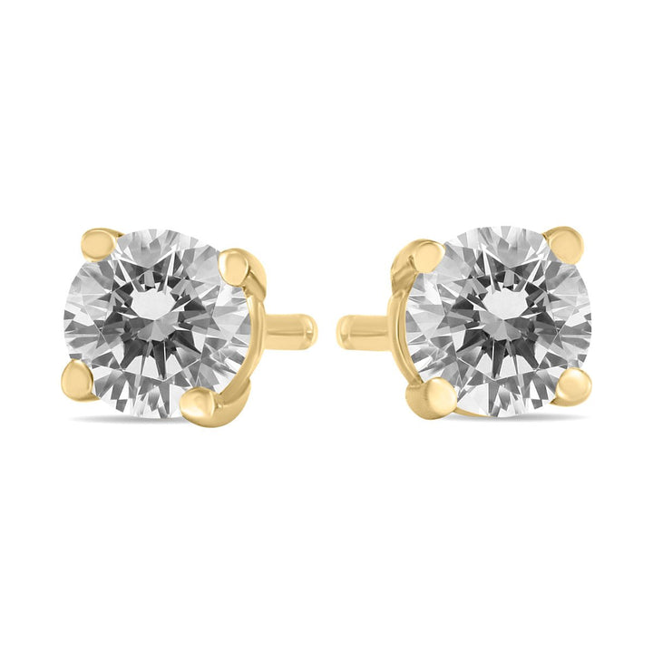 Jewelry - 1/2 Carat Tw Round Diamond Solitaire Stud Earrings In 14K Yellow Gold - ERF58220 - Ask Me Wear