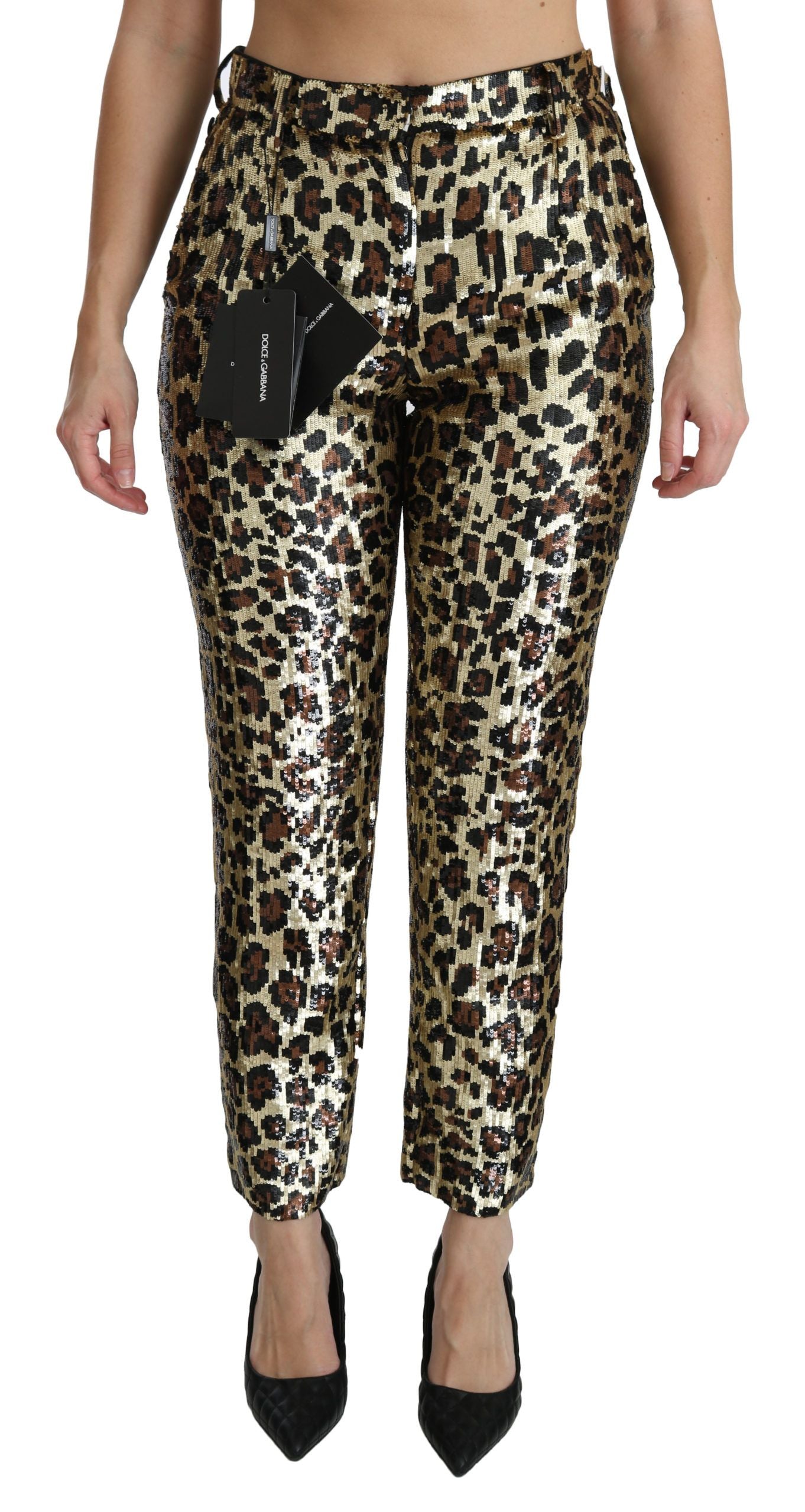 【VIP価格】DOLCE & GABBANA Leopard Sequin Pants Dolce & Gabbana Chic High Waist Leopard Sequin Pants