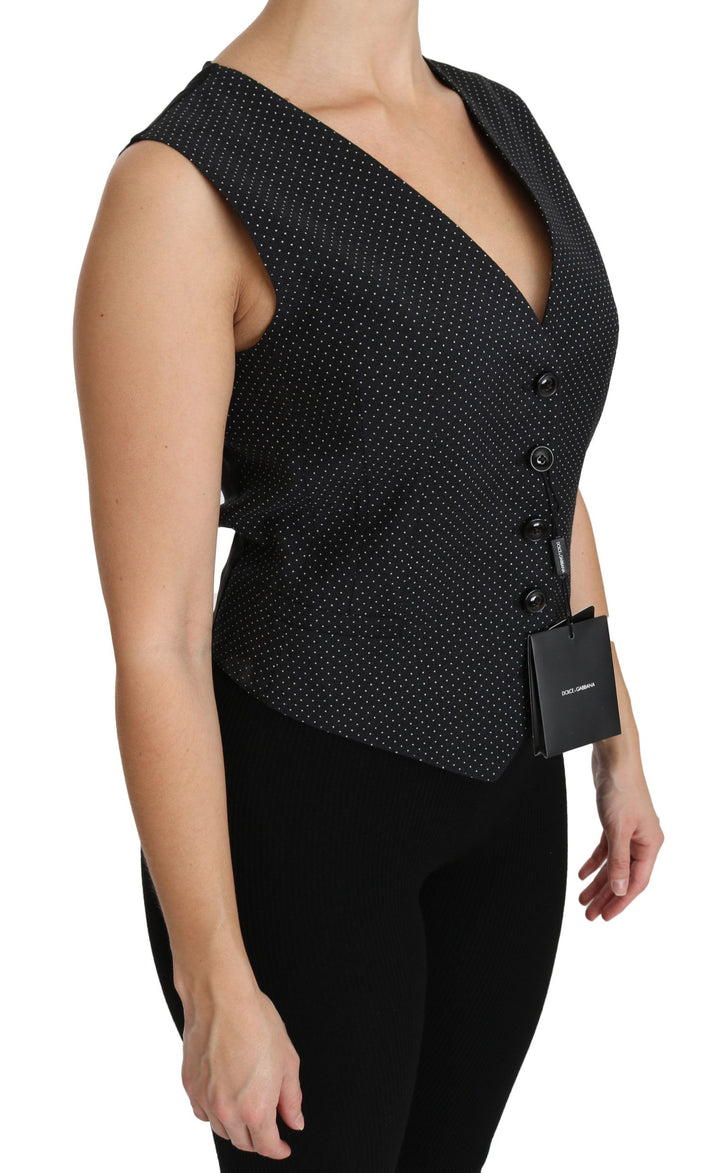 Dolce &amp; Gabbana Sample Sale Dolce &amp; Gabbana Black Dotted Waistcoat Vest Blouse Top - | Designer outlet