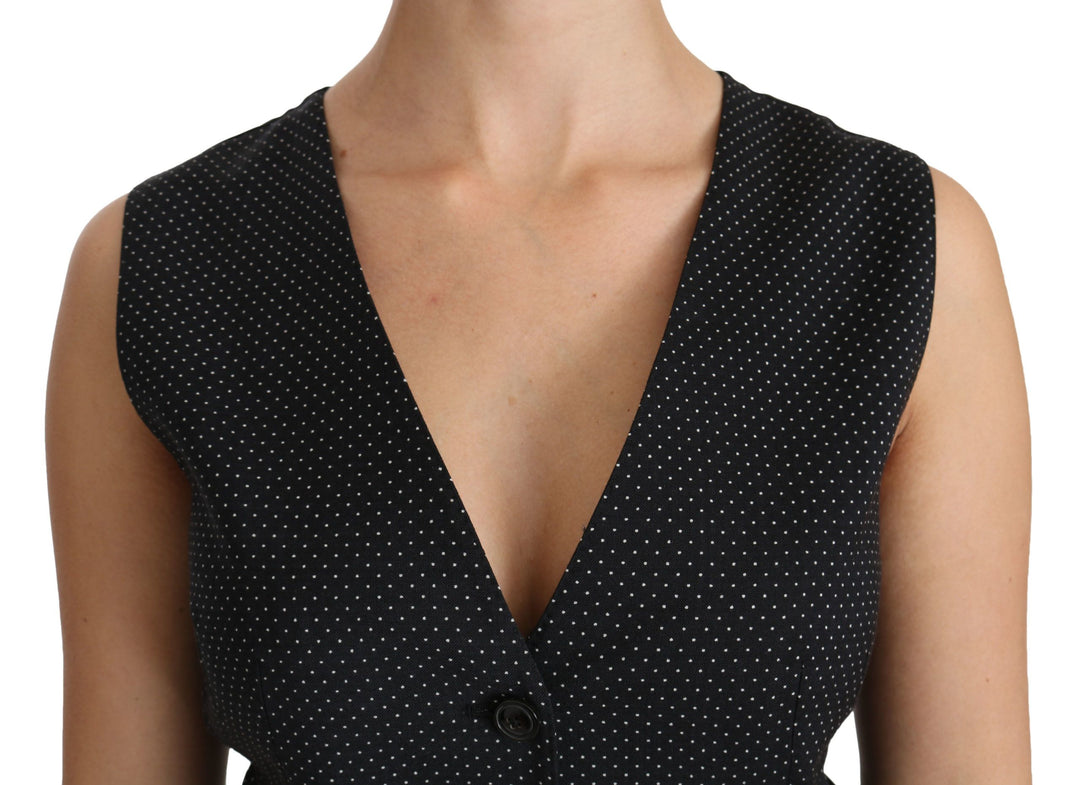 Dolce &amp; Gabbana Sample Sale Dolce &amp; Gabbana Black Dotted Waistcoat Vest Blouse Top - | Designer outlet