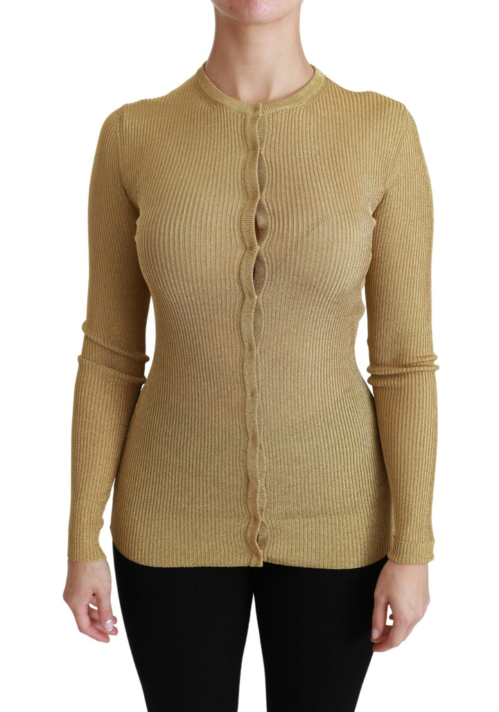 Dolce &amp; Gabbana Sample Sale Dolce &amp; Gabbana Gold Long Sleeve Cardigan Viscose Sweater - | Designer outlet