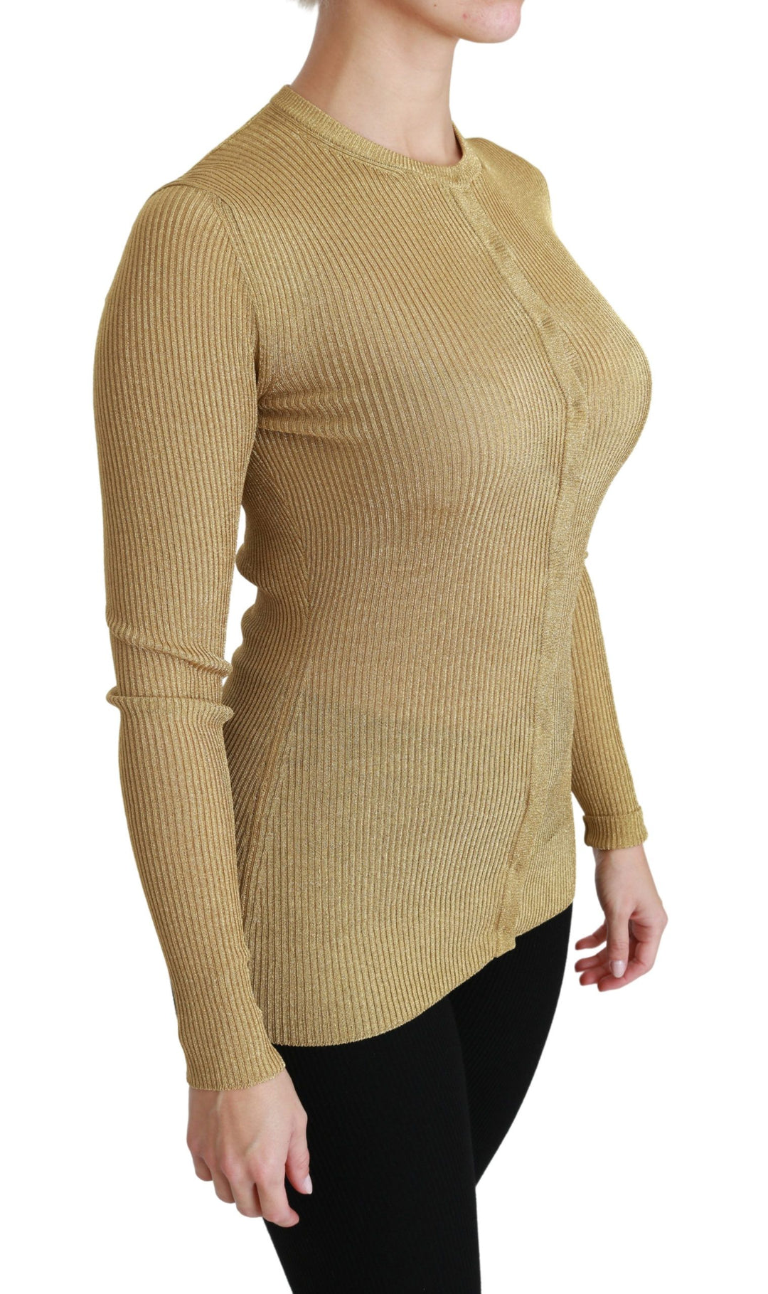 Dolce &amp; Gabbana Sample Sale Dolce &amp; Gabbana Gold Long Sleeve Cardigan Viscose Sweater - | Designer outlet