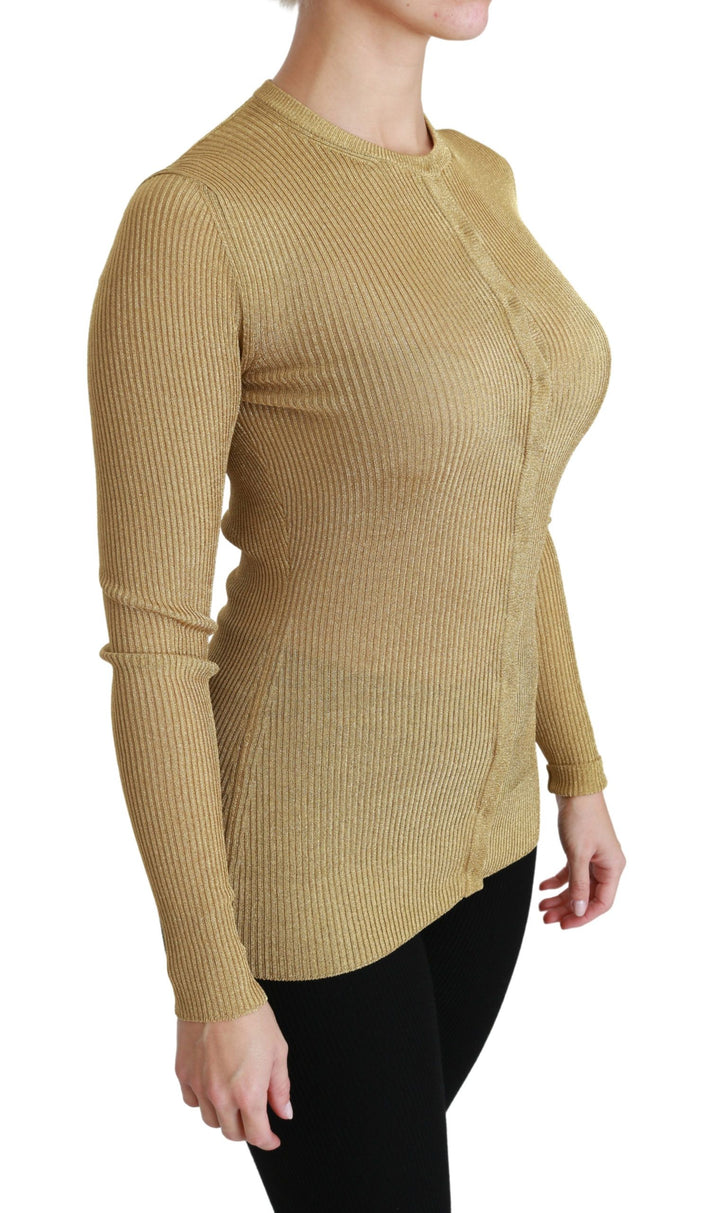 Dolce &amp; Gabbana Sample Sale Dolce &amp; Gabbana Gold Long Sleeve Cardigan Viscose Sweater - | Designer outlet