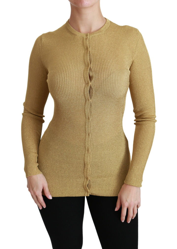 Dolce &amp; Gabbana Sample Sale Dolce &amp; Gabbana Gold Long Sleeve Cardigan Viscose Sweater - | Designer outlet
