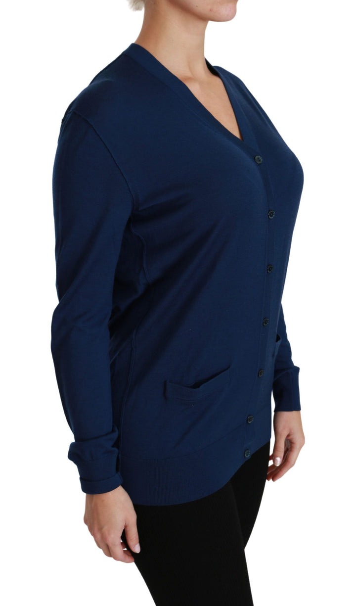 Dolce &amp; Gabbana Sample Sale Dolce &amp; Gabbana Blue Button Cardigan Virgin Wool Sweater - | Designer outlet