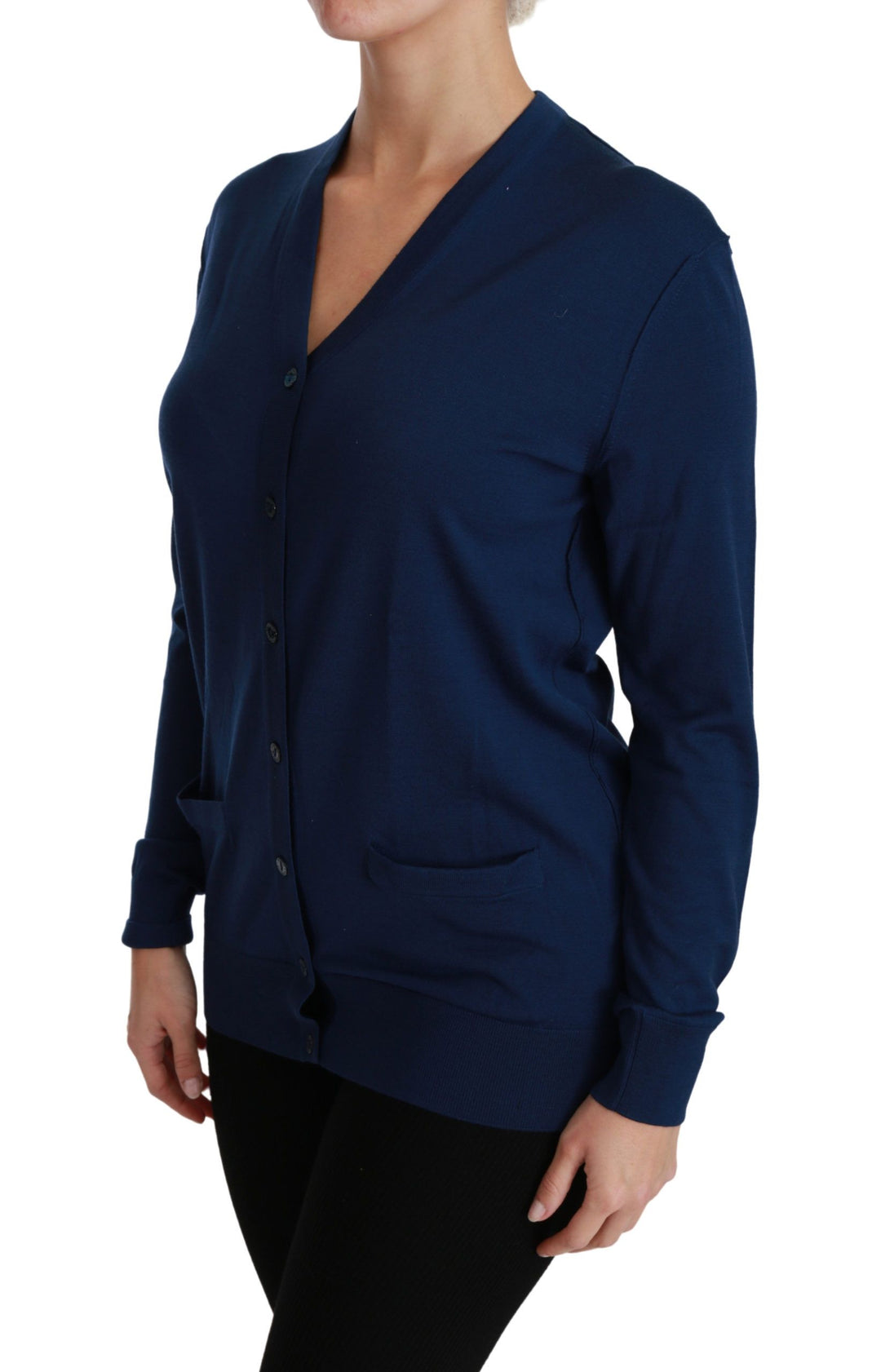 Dolce &amp; Gabbana Sample Sale Dolce &amp; Gabbana Blue Button Cardigan Virgin Wool Sweater - | Designer outlet