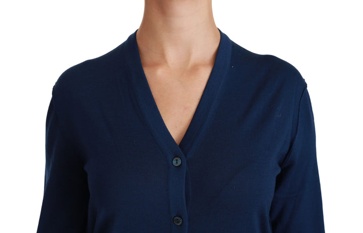 Dolce &amp; Gabbana Sample Sale Dolce &amp; Gabbana Blue Button Cardigan Virgin Wool Sweater - | Designer outlet