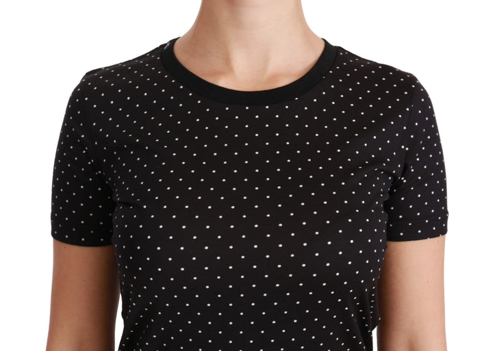 Dolce & Gabbana Chic Black Dotted Crewneck Cotton Tee