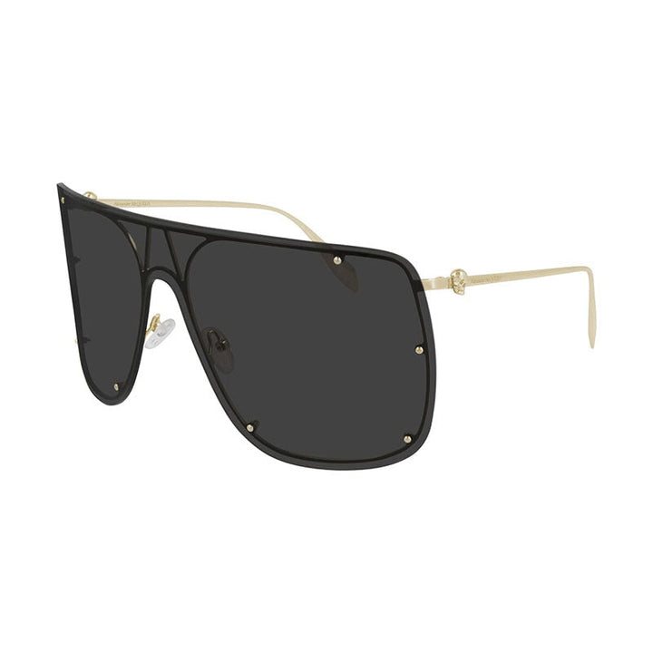 Alexander McQueen Sunglasses Shield Rimless, Gold Frame and Grey with Silver Mirror Lens AM0313S001