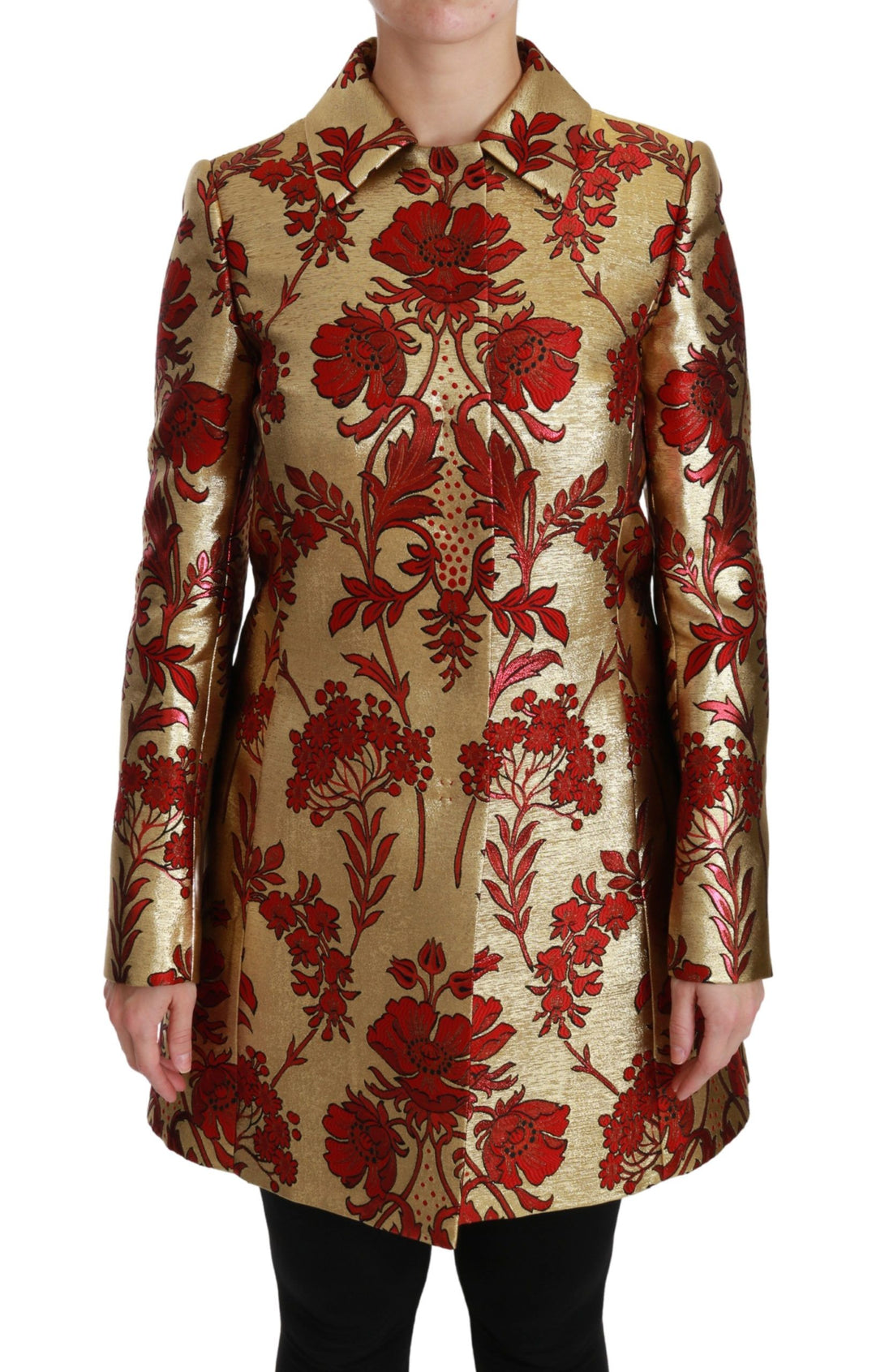 Dolce & Gabbana - Dolce & Gabbana Elegant Gold Floral Brocade Trench Coat - JKT2519 - 36 - Ask Me Wear