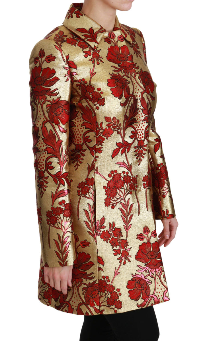 Dolce & Gabbana - Dolce & Gabbana Elegant Gold Floral Brocade Trench Coat - JKT2519 - 36 - Ask Me Wear