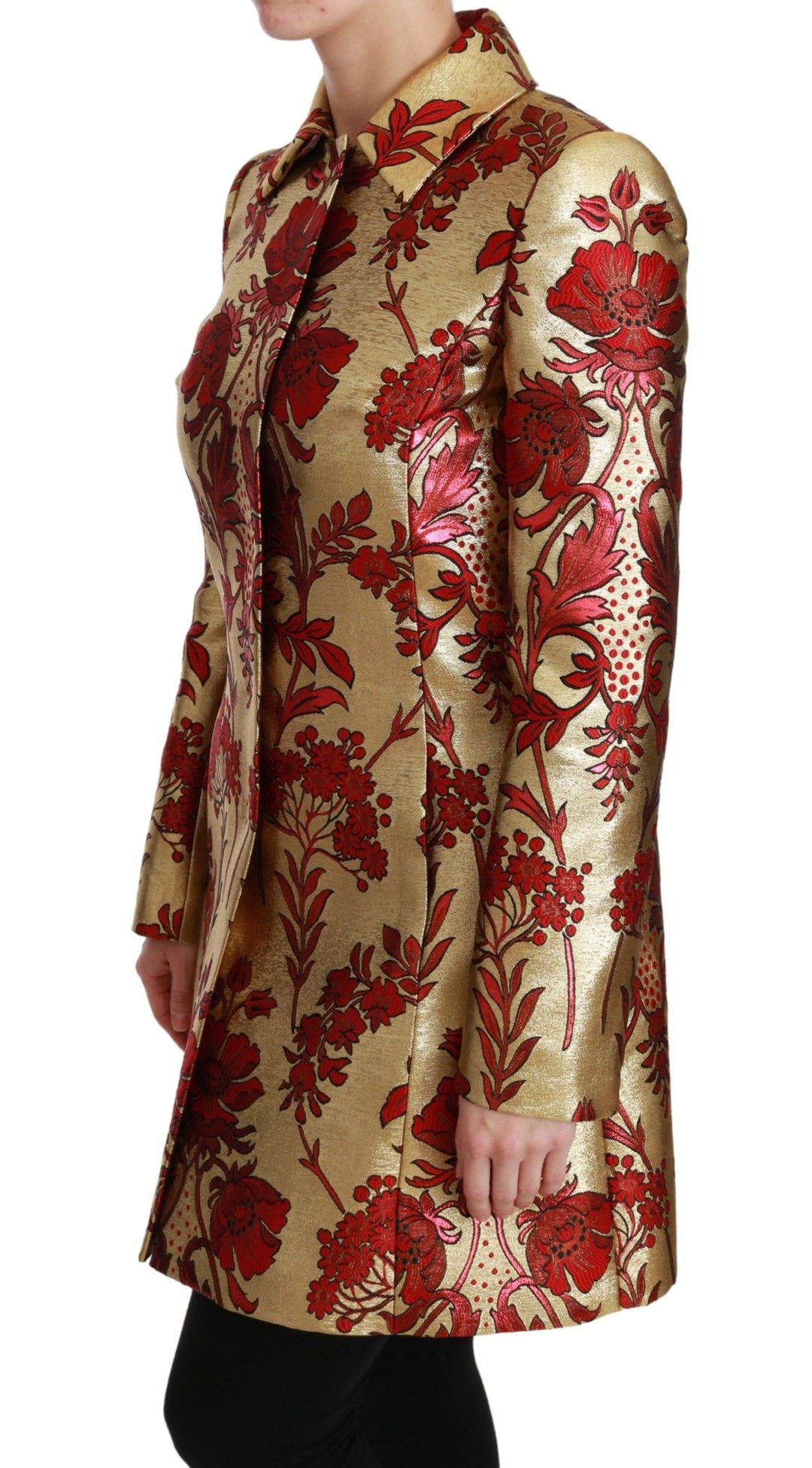 Dolce & Gabbana - Dolce & Gabbana Elegant Gold Floral Brocade Trench Coat - JKT2519 - 36 - Ask Me Wear