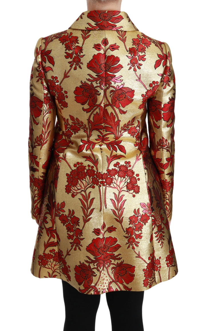 Dolce & Gabbana - Dolce & Gabbana Elegant Gold Floral Brocade Trench Coat - JKT2519 - 36 - Ask Me Wear