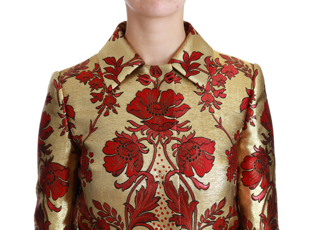 Dolce & Gabbana - Dolce & Gabbana Elegant Gold Floral Brocade Trench Coat - JKT2519 - 36 - Ask Me Wear