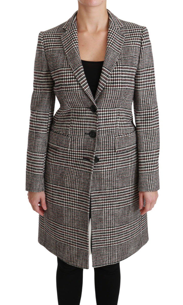 Dolce & Gabbana - Dolce & Gabbana Elegant Multicolor Checked Knee - Length Jacket Coat - JKT2520 - 40 - Ask Me Wear