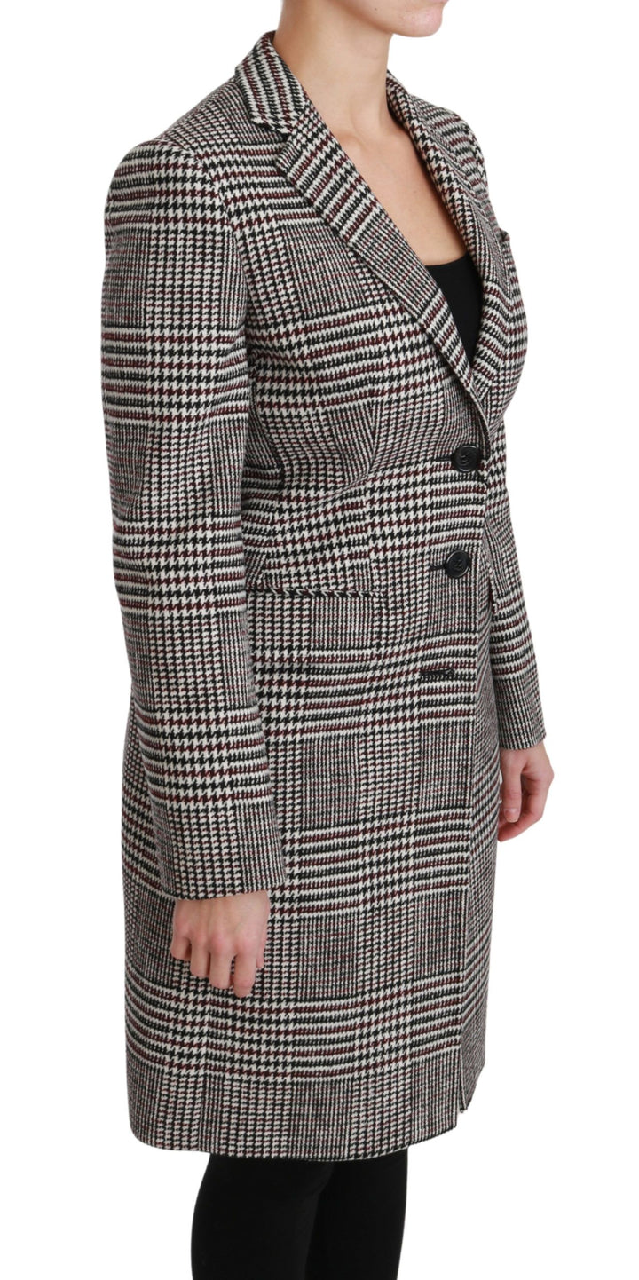 Dolce & Gabbana - Dolce & Gabbana Elegant Multicolor Checked Knee - Length Jacket Coat - JKT2520 - 40 - Ask Me Wear