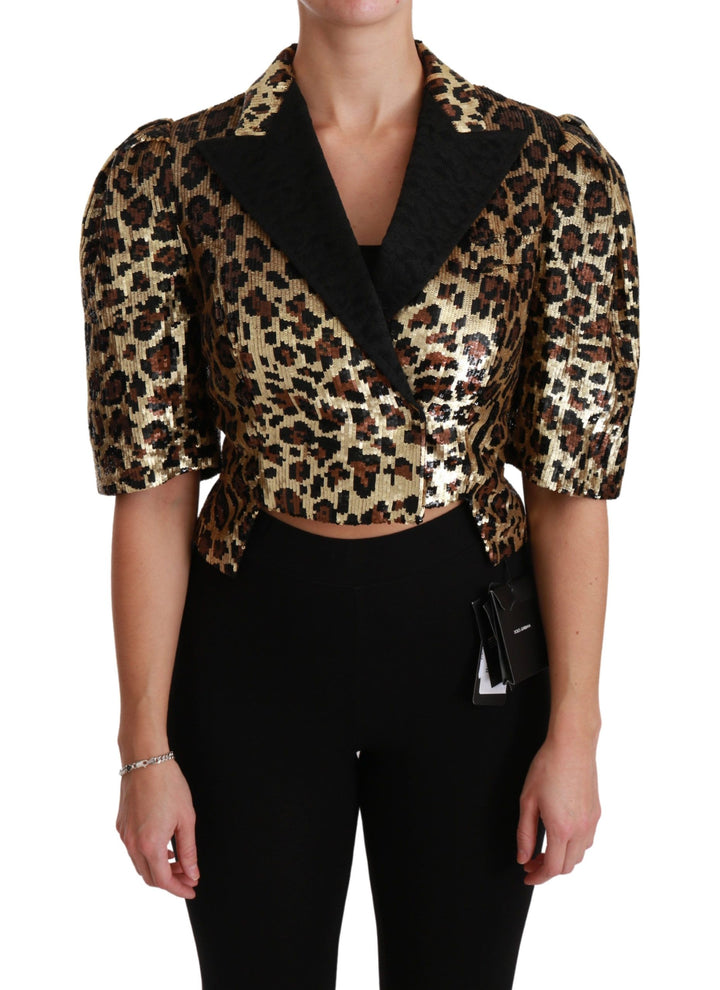 Dolce & Gabbana - Dolce & Gabbana Gold Leopard Print Short Sleeve Blazer - JKT2564 - 36 - Ask Me Wear