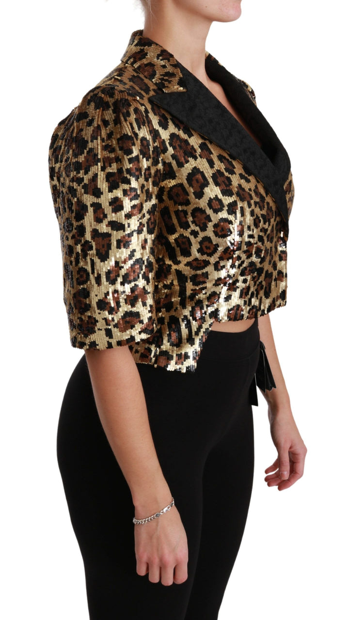 Dolce & Gabbana - Dolce & Gabbana Gold Leopard Print Short Sleeve Blazer - JKT2564 - 36 - Ask Me Wear