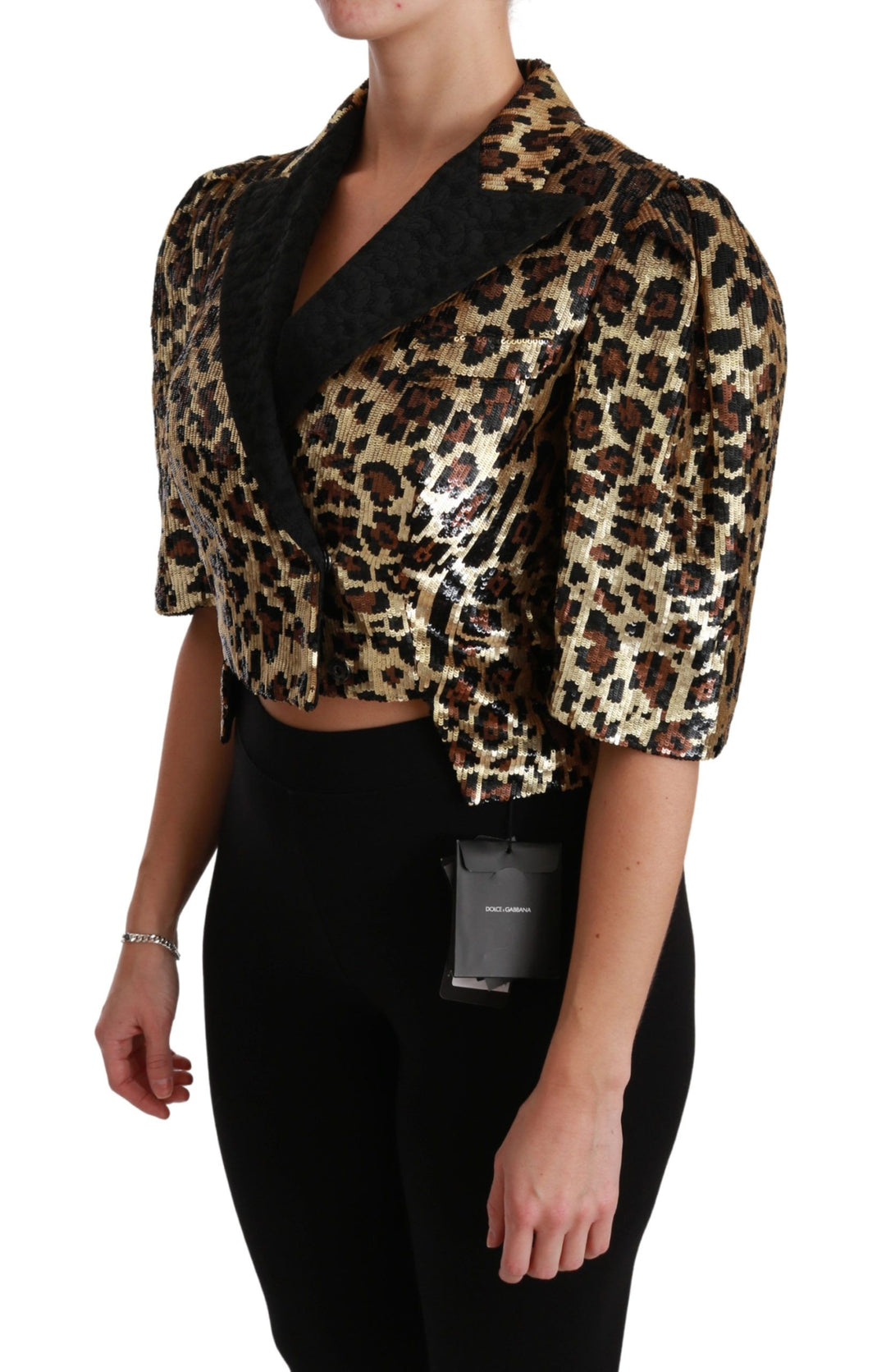 Dolce & Gabbana - Dolce & Gabbana Gold Leopard Print Short Sleeve Blazer - JKT2564 - 36 - Ask Me Wear