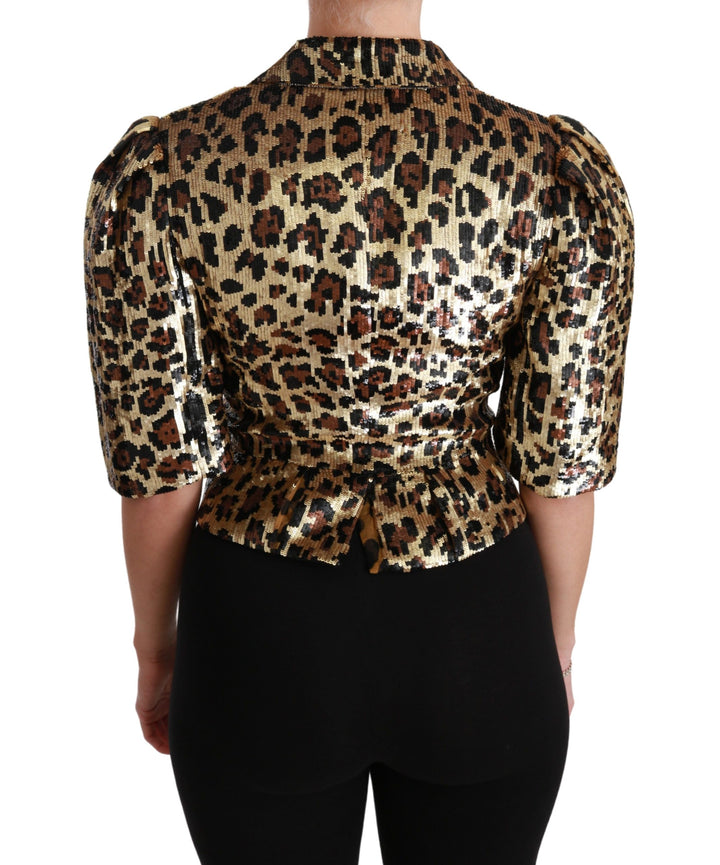 Dolce & Gabbana - Dolce & Gabbana Gold Leopard Print Short Sleeve Blazer - JKT2564 - 36 - Ask Me Wear