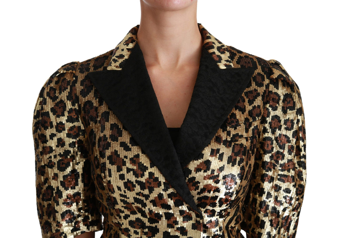 Dolce & Gabbana - Dolce & Gabbana Gold Leopard Print Short Sleeve Blazer - JKT2564 - 36 - Ask Me Wear