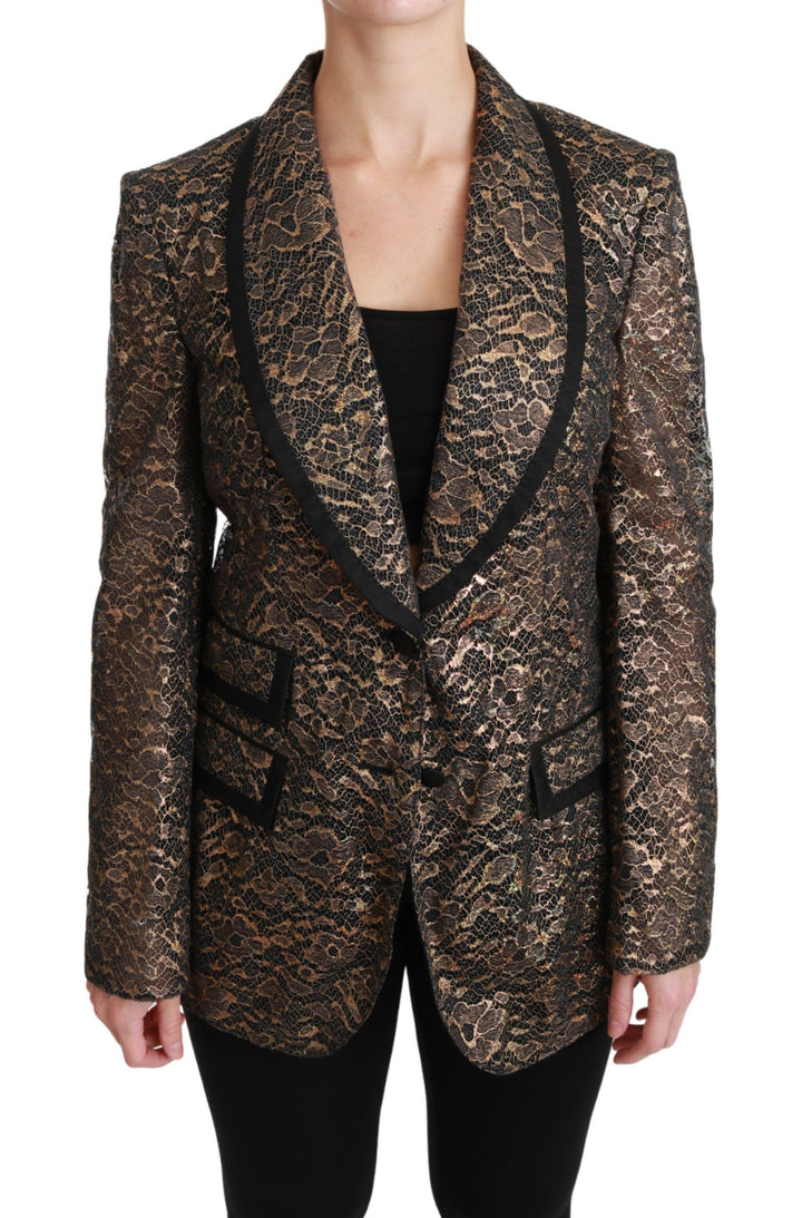 Dolce & Gabbana - Dolce & Gabbana Elegant Gold Floral Lace Blazer Jacket - JKT2562 - 44 - Ask Me Wear