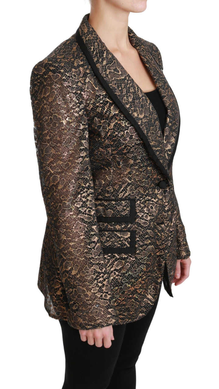 Dolce & Gabbana - Dolce & Gabbana Elegant Gold Floral Lace Blazer Jacket - JKT2562 - 44 - Ask Me Wear