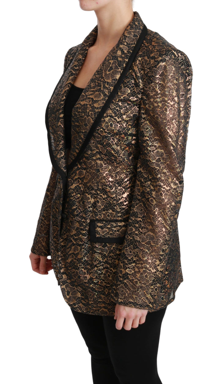 Dolce & Gabbana - Dolce & Gabbana Elegant Gold Floral Lace Blazer Jacket - JKT2562 - 44 - Ask Me Wear