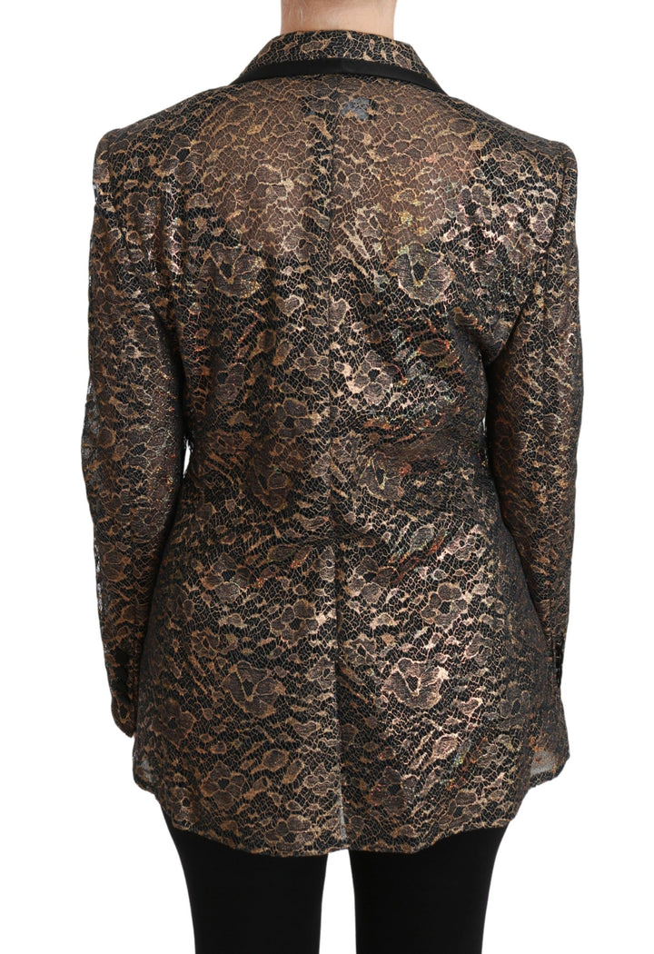 Dolce & Gabbana - Dolce & Gabbana Elegant Gold Floral Lace Blazer Jacket - JKT2562 - 44 - Ask Me Wear