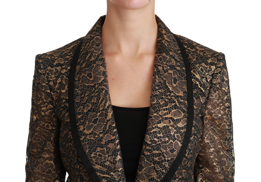 Dolce & Gabbana - Dolce & Gabbana Elegant Gold Floral Lace Blazer Jacket - JKT2562 - 44 - Ask Me Wear