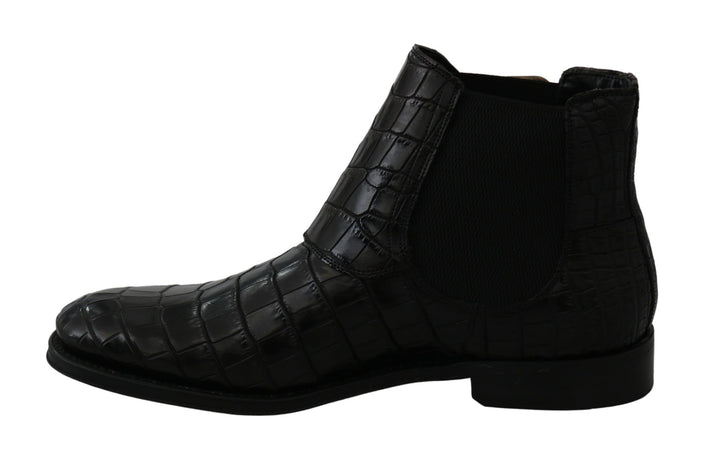 Dolce &amp; Gabbana Sample Sale Dolce &amp; Gabbana Black Crocodile Leather Derby Boots Shoes - | Designer outlet